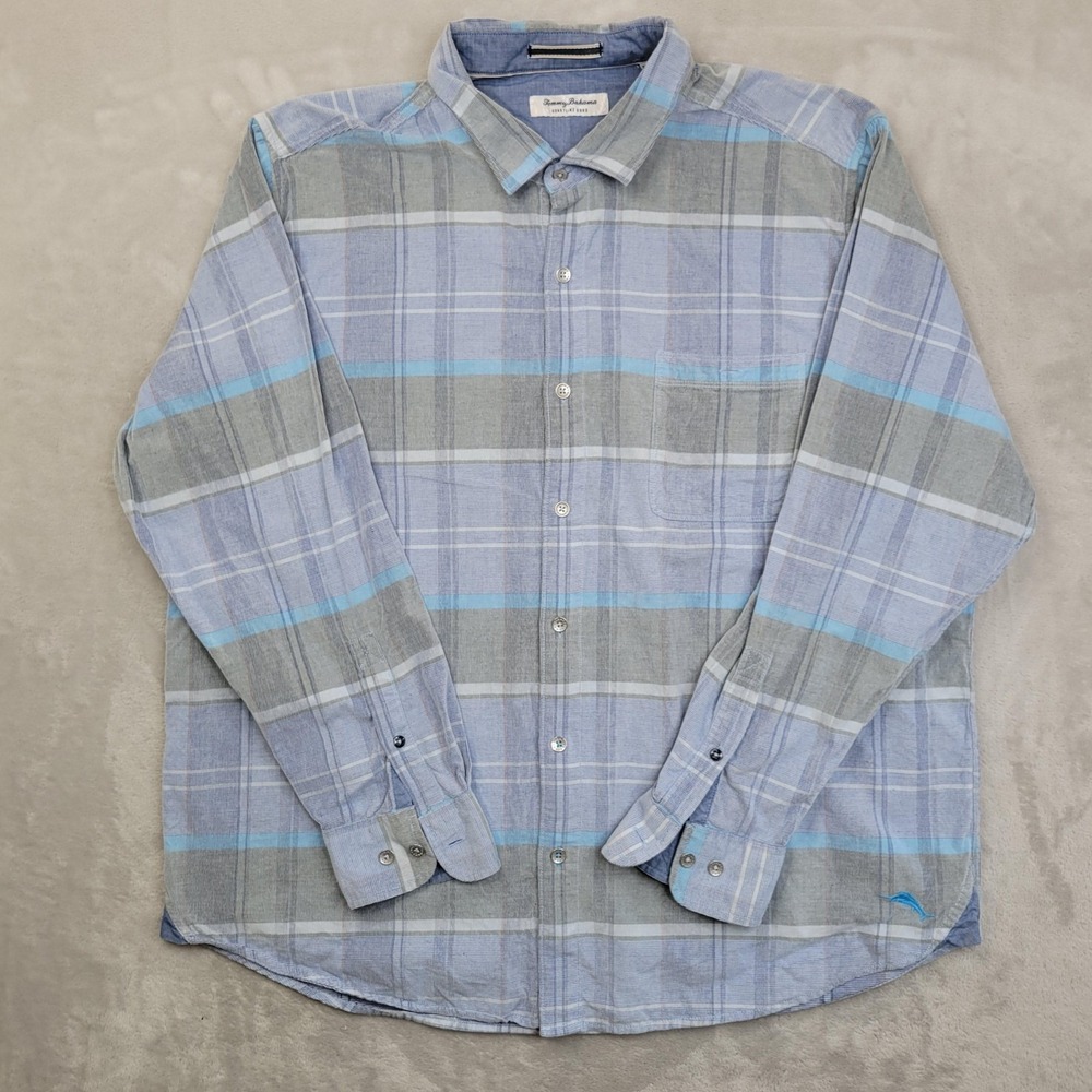 Tommy Bahama Shirt Mens 2XL Plaid Coastline Cord Button Up Casual